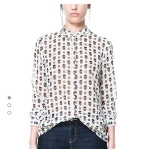 skull silk zara top